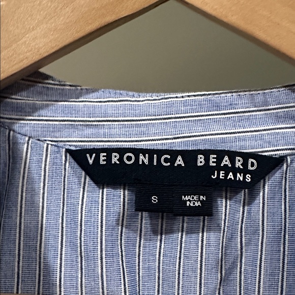 Veronica Beard Striped Blue Ruffle Blouse - Picture 3 of 5